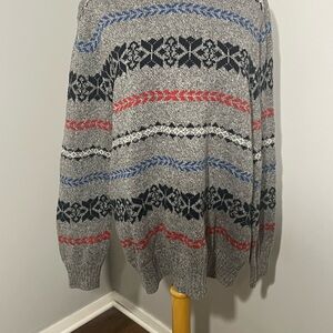 American Eagle Men’s Grey Patterned Sweater Size XL Cotton/ Acrylic Blend